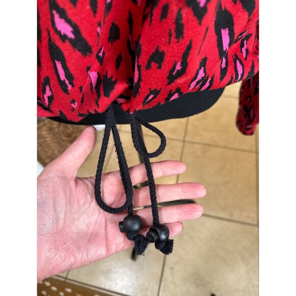 Eva Franco Dash Sweatshirt Pink Red Tigress Women 10 Red Animal Print Pullover - Picture 9 of 10